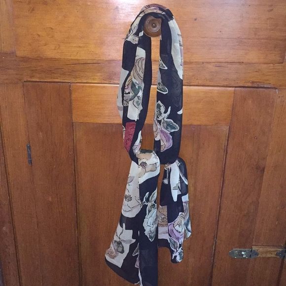 Scarf, multi colored boho rad lightweight - Picture 2 of 6